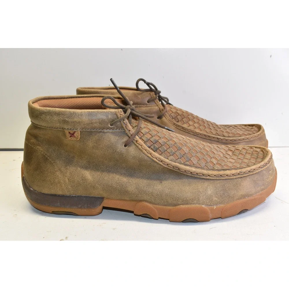 Tristed X Chukka Driving Moc Tan Leather Shoes Mens 14W Basket Weave Western